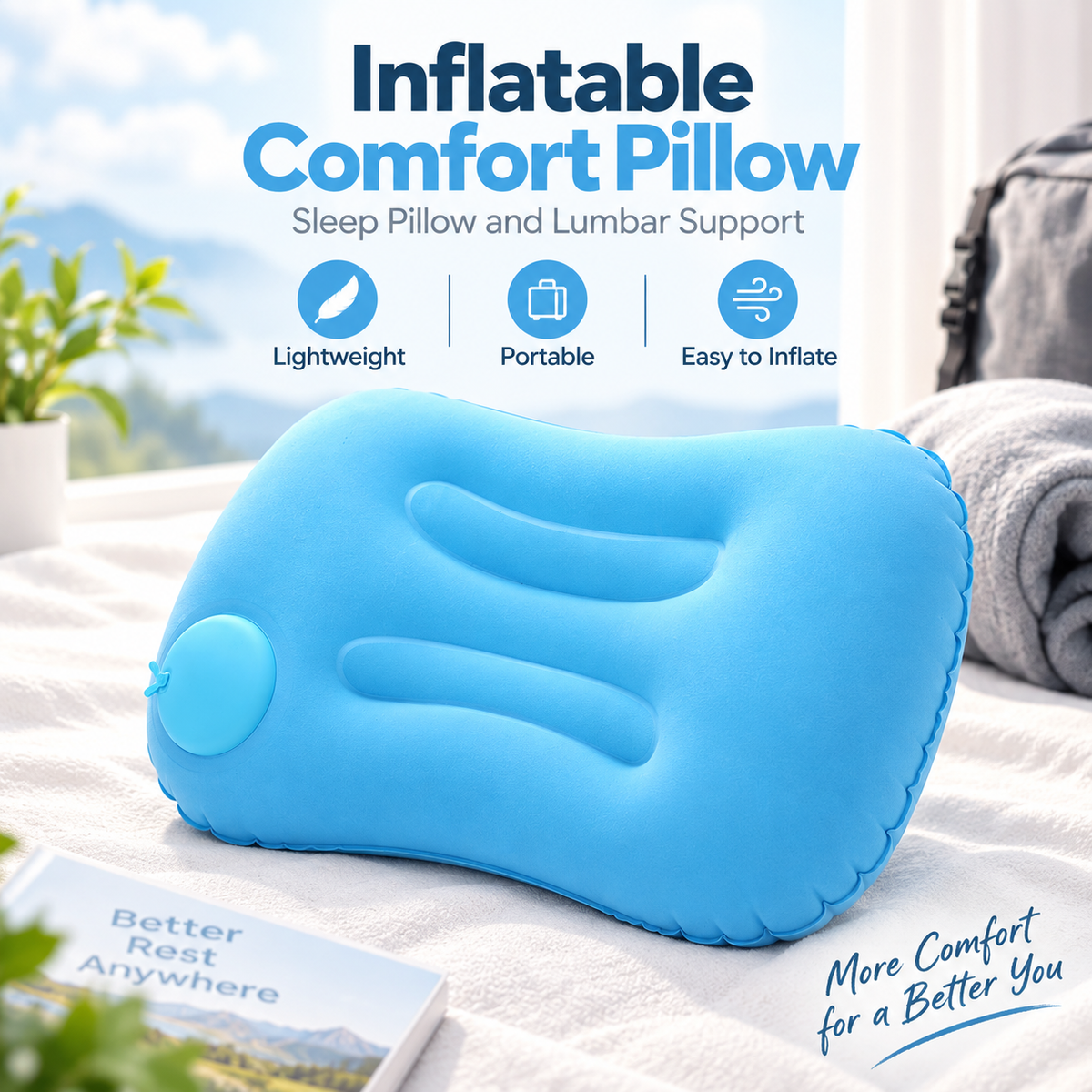 Portable Inflatable Travel Square Pillow