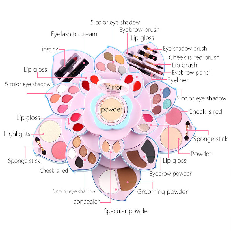 Rotating Flower Base Full Makeup Kit