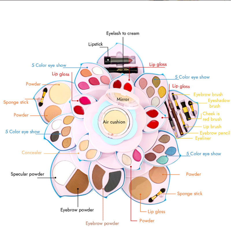 Rotating Flower Base Full Makeup Kit