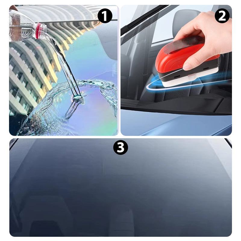 Auto Oil Film Cleaning Brush with 100ml Refill Liquid - 4PCS/Set