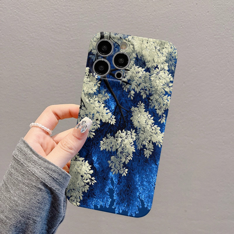 Blue-White Floral Art Phone Case for iPhone Series