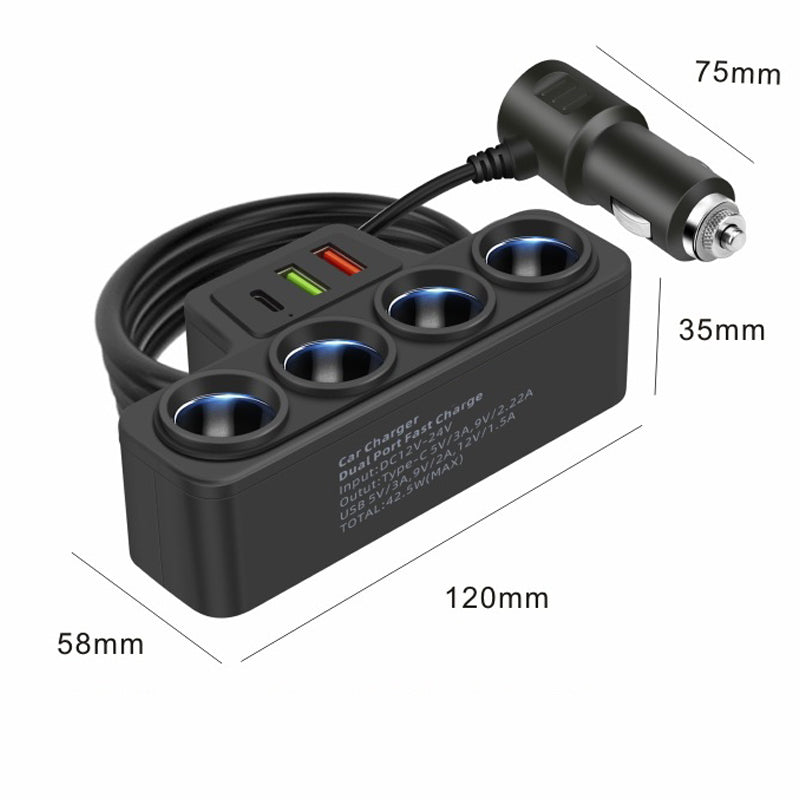 🎉 New Year's gift – 50% OFF!🚗 7-in-1 cigarette lighter adapter: 4x sockets + 3x fast charging – stable & safe for cars/trucks