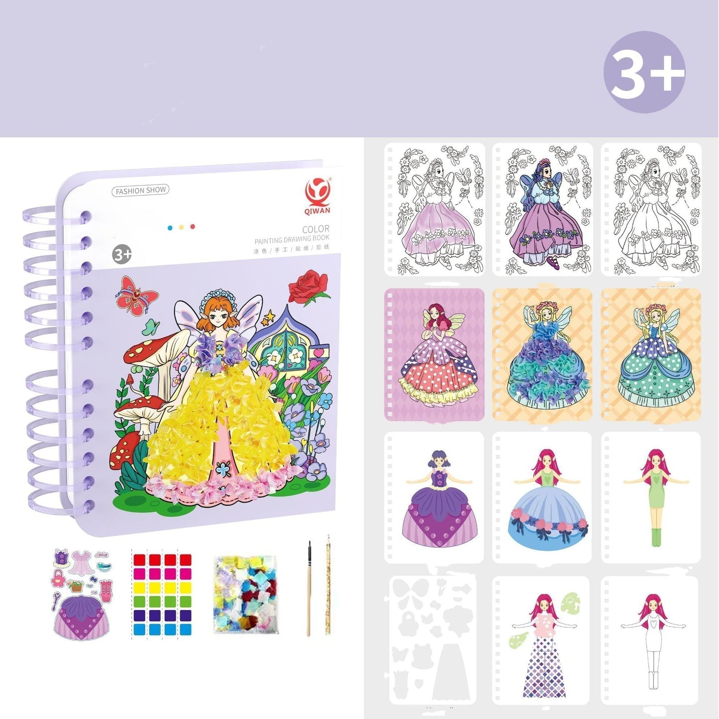 Hand-drawn creative sketchbook with stickers