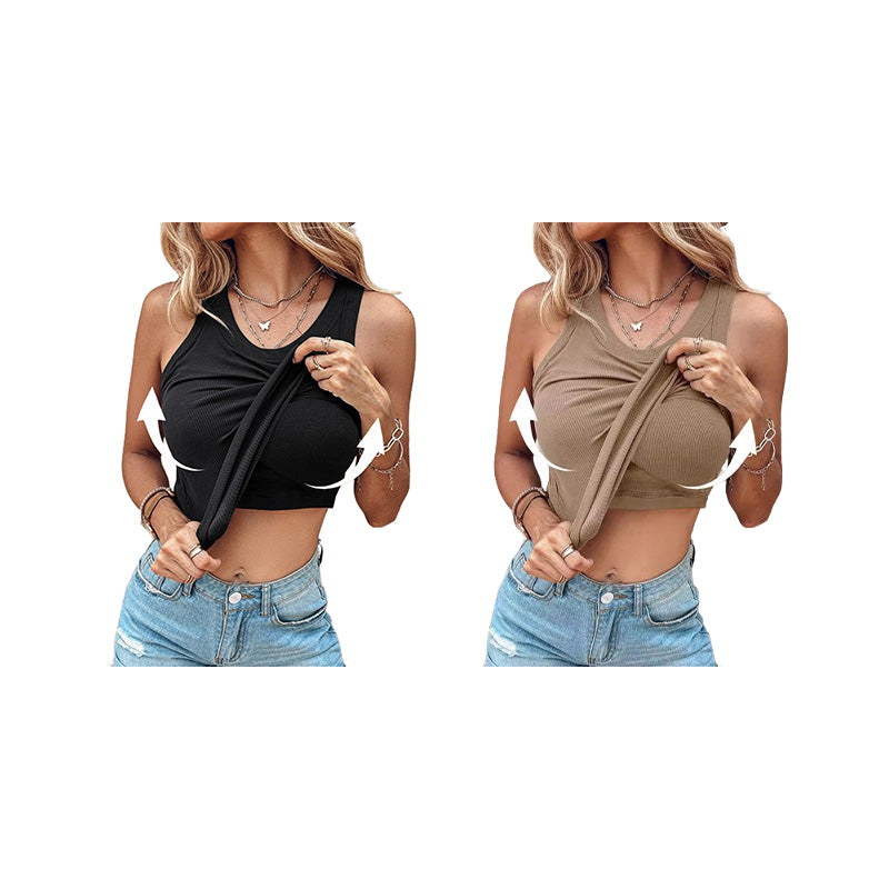 💖Last Day Special Price 💲29.99!!💖Ribbed Stretchy Tank Top with Shelf Bra