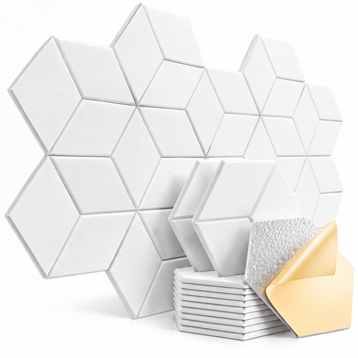 Self-Adhesive Acoustic Panels - Sound Insulating Foam Panels for High-Density Walls, Y-Shaped Liner Design, Flame Retardant, Noise Absorption, Echo Elimination