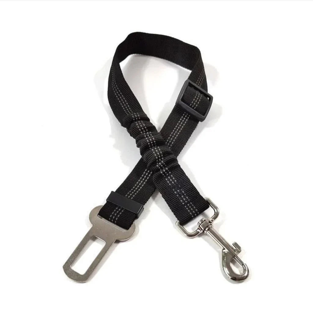 🐶🚗 Reflective Elastic Pet Seat Belt – Adjustable Car Restraint with Shock-Absorbing Buffer