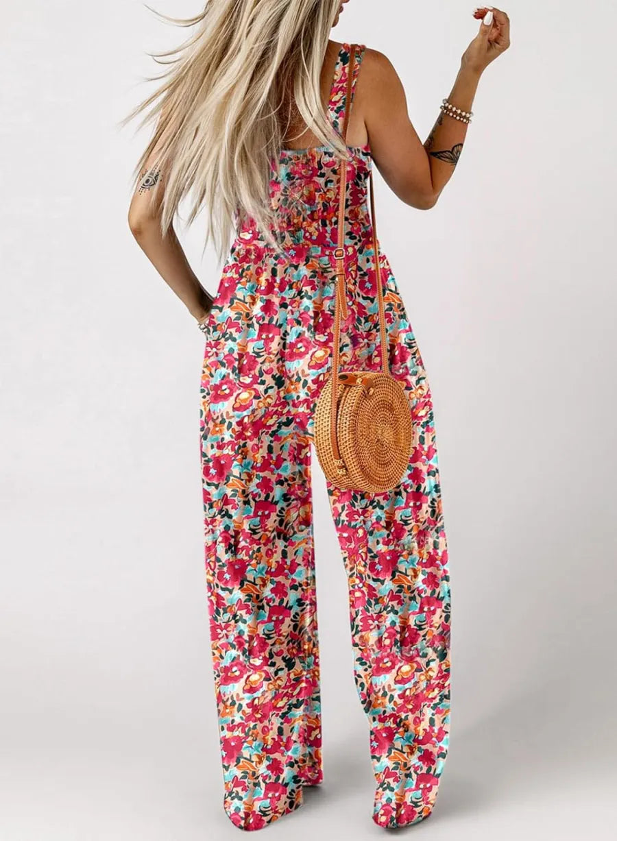 ✨ 50% OFF NOW! 🌼 Women’s Floral Sleeveless Jumpsuit – Smocked Bust & Wide-Leg Summer Chic 👒🏖️
