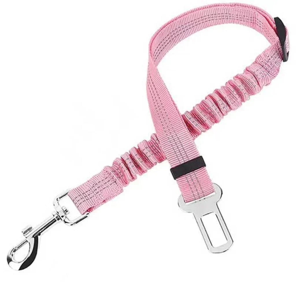 🐶🚗 Reflective Elastic Pet Seat Belt – Adjustable Car Restraint with Shock-Absorbing Buffer