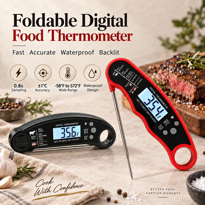 🎉 Limited-Time 57% OFF!🔥Instant-Read Digital Meat Thermometer 🌡️ – 0.8s Fast, ±1°C, Waterproof, Foldable Probe – Perfect for BBQ, Grilling & Baking