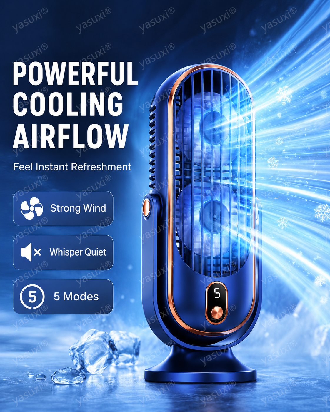 Portable Table Fan with 5 Speeds