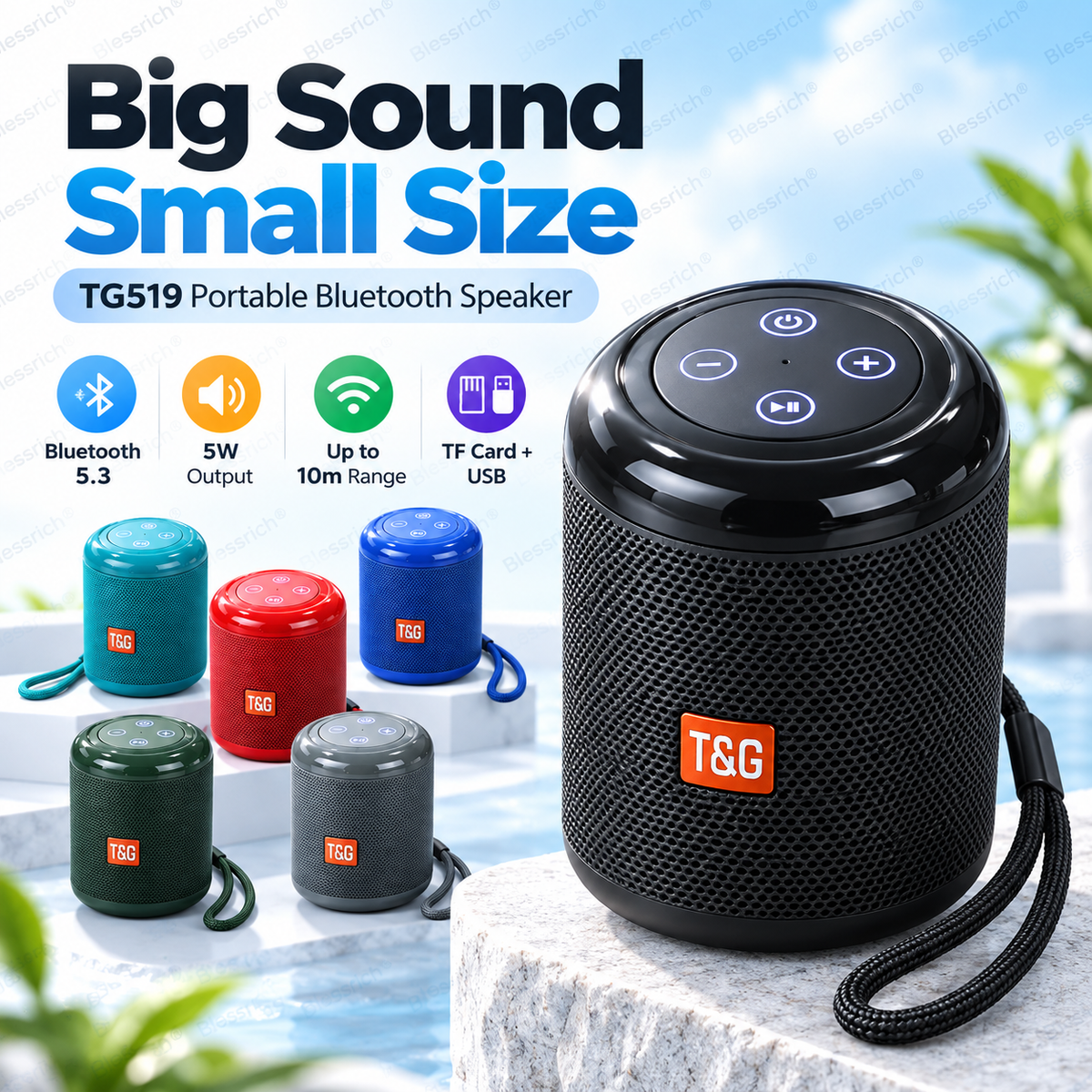 🥳2026 HOT SALE 🔥 50% OFF!Portable Bluetooth Speaker – Bluetooth 5.3, 5W clear sound, TF card + USB playback, hands-free calls. Compact, lightweight & easy to carry. Big sound anywhere! 🎶🔊