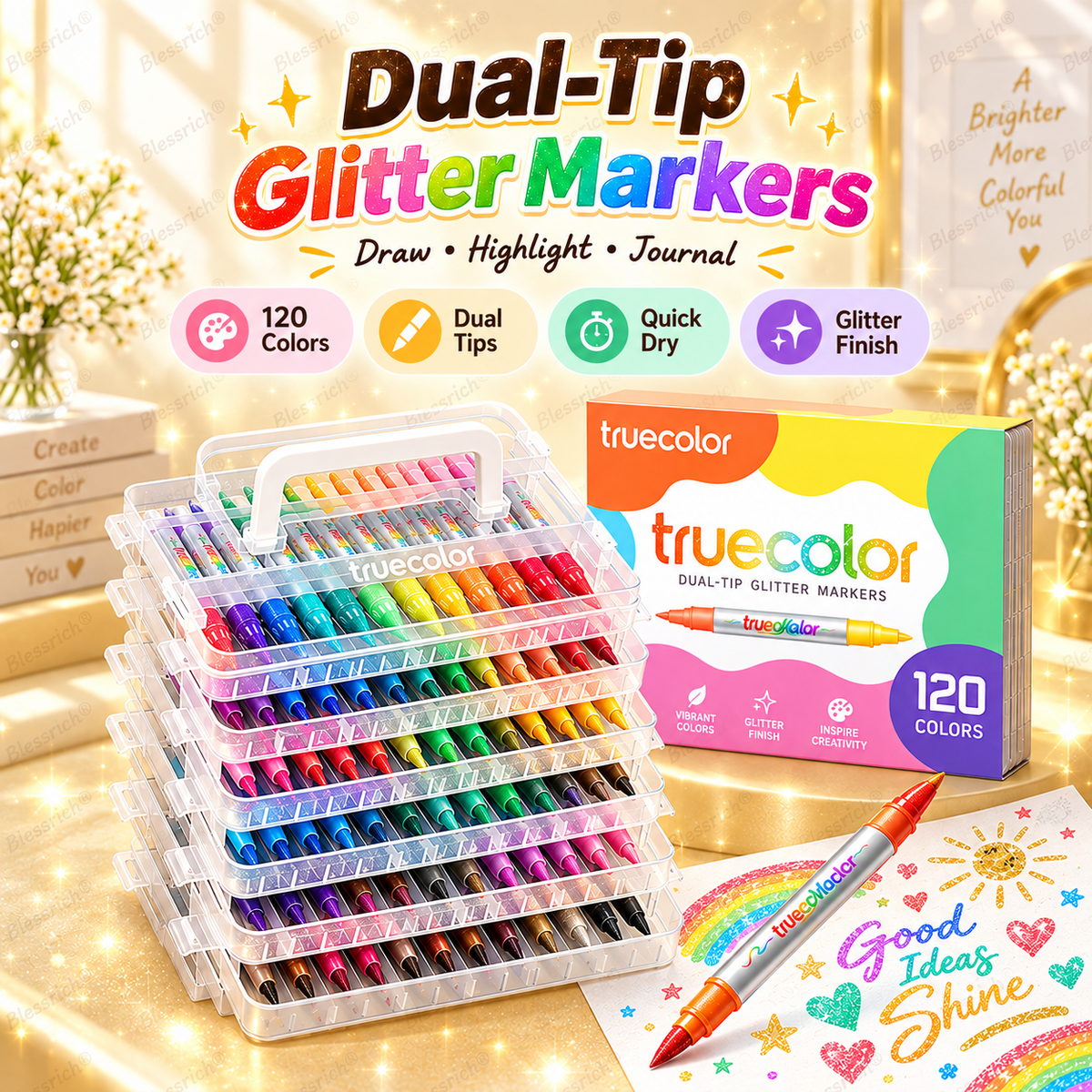 🎉🎁Magic Glitter Outline Markers✨Double-Ended Dual-Color Art Pens