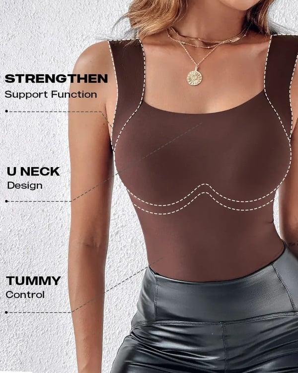 💐Women's U Neck Tank Tops with Built-In Bra
