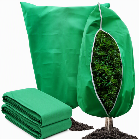 Non Woven Plant Frost Protection Cover Bag Winter Cold Protection with Drawstring and Zipper for Shrubs and Trees