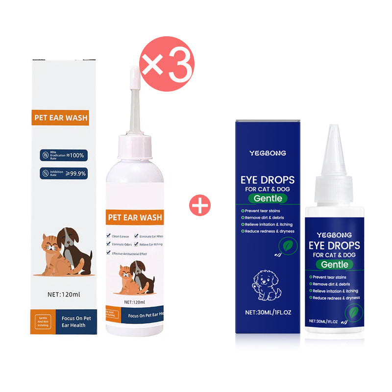 🐾 BUY 2 GET 1 FREE! ✨ Pet Ear Cleaner - Gentle Formula with Soothing Aloe for Dogs & Cats, Prevents Infections & Odor 🌿👂
