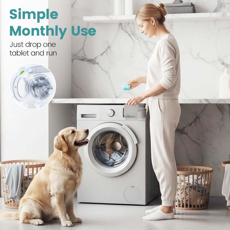 🌞 Spring into Savings: 50% Off🔥Washing Machine Cleaner for Pet Homes - Powerful Dander & Grime Remover | 12 Tablets for Monthly Maintenance