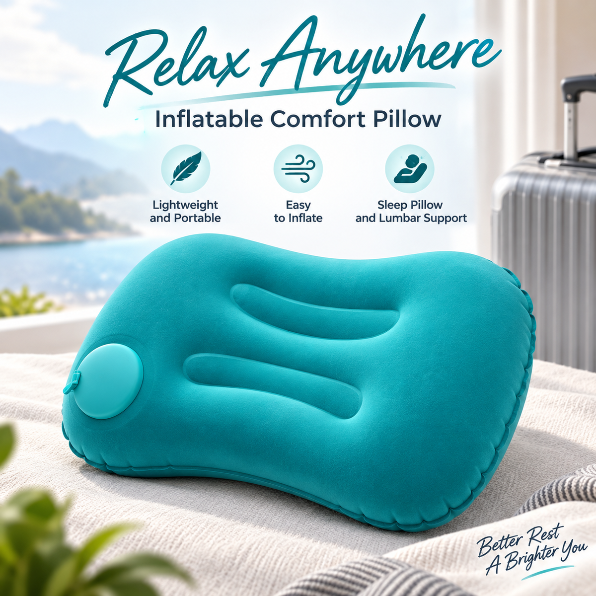 Portable Inflatable Travel Square Pillow