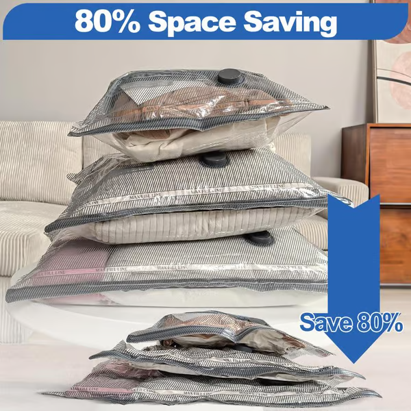 🧳 50% OFF HOT DEAL ! ⚡ Pack of 6 Compression Bags for USB Electric Vacuum Cleaner – Space-Saving Storage, Airtight Seal, Reusable & Durable 🌀