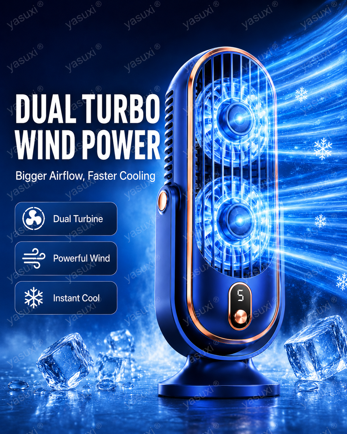 Portable Table Fan with 5 Speeds