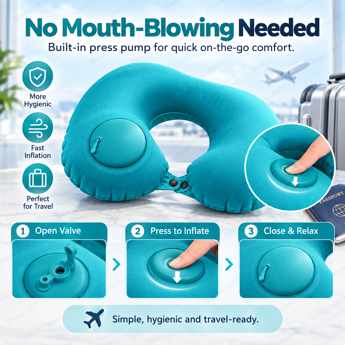 Portable Inflatable Travel Neck Pillow