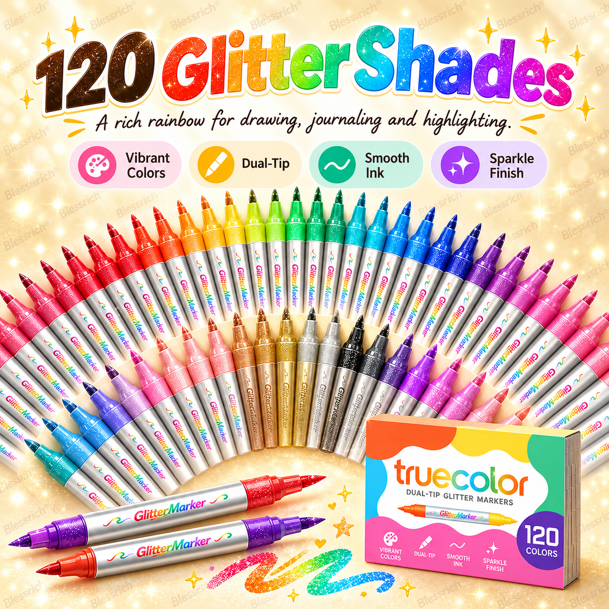 🎉🎁Magic Glitter Outline Markers✨Double-Ended Dual-Color Art Pens