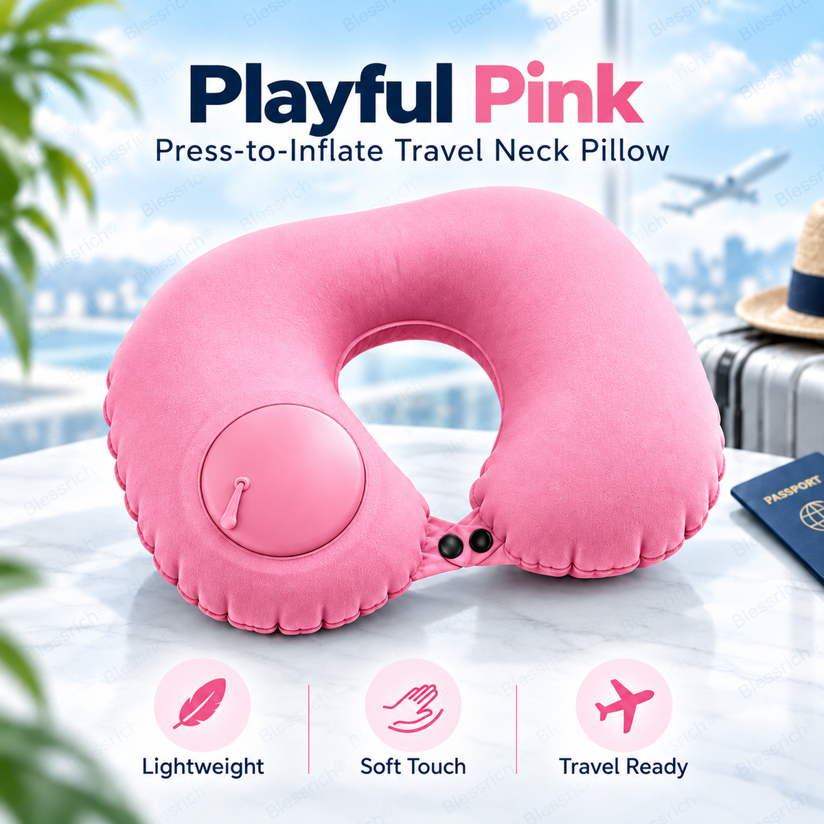 Portable Inflatable Travel Neck Pillow
