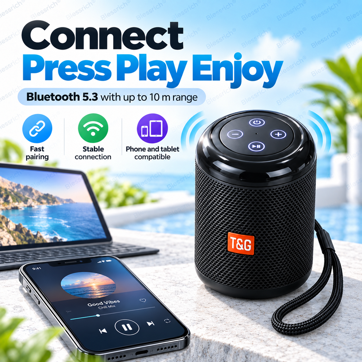🥳2026 HOT SALE 🔥 50% OFF!Portable Bluetooth Speaker – Bluetooth 5.3, 5W clear sound, TF card + USB playback, hands-free calls. Compact, lightweight & easy to carry. Big sound anywhere! 🎶🔊