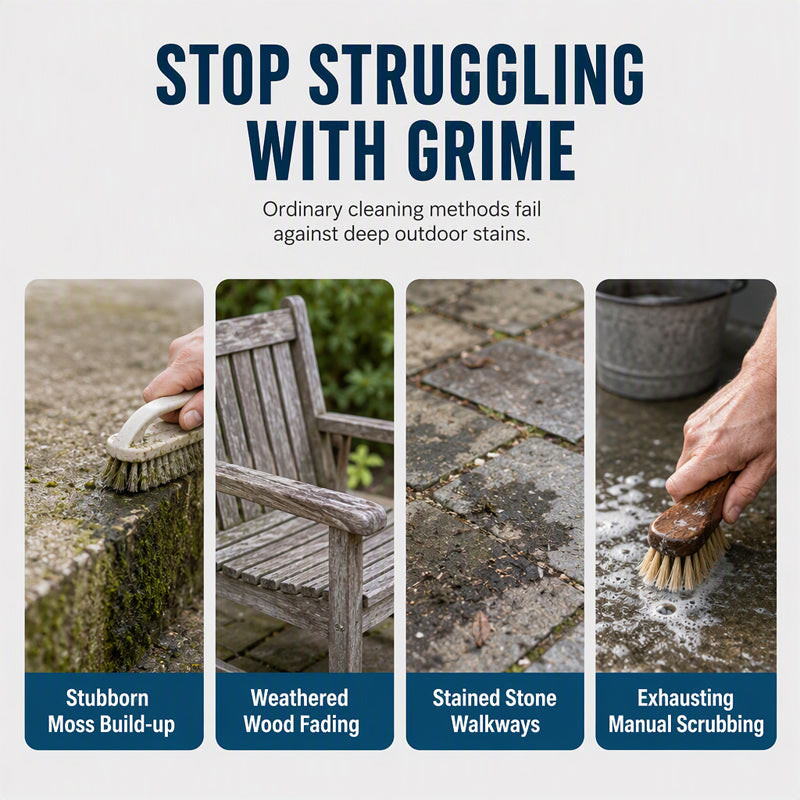 📢50% OFF!🏆Multi-Surface Stone Cleaner – Effectively eliminates moss, black spots, and hard water stains, plus effortlessly handles weeds growing in cracks and joints