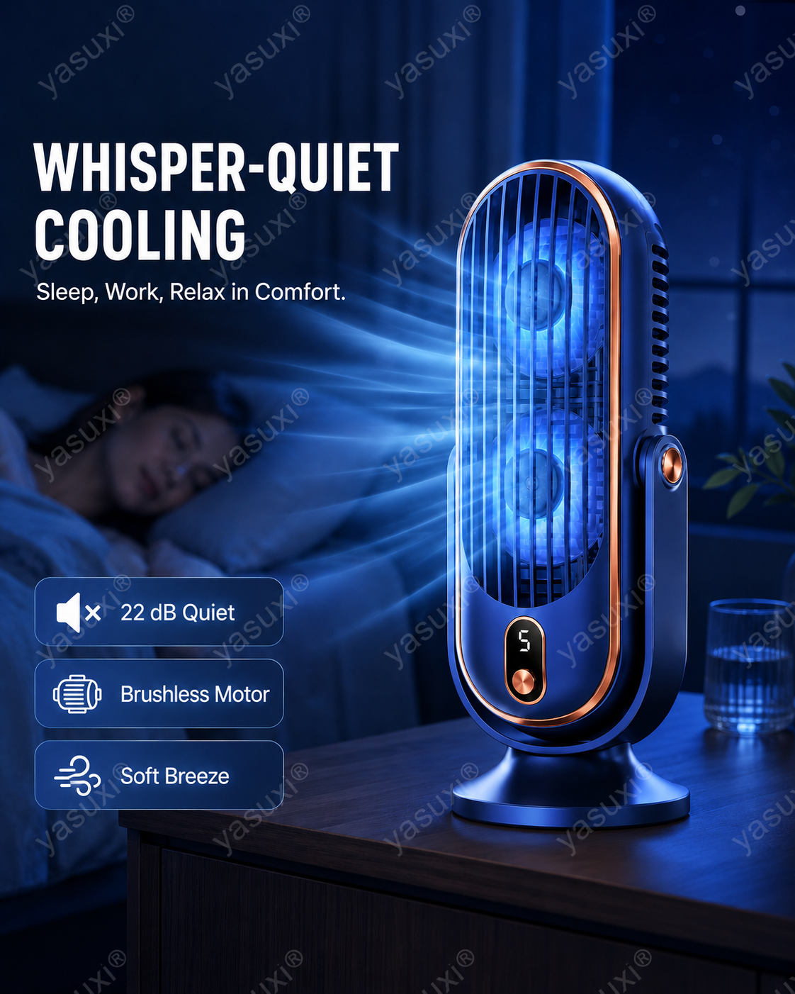 Portable Table Fan with 5 Speeds