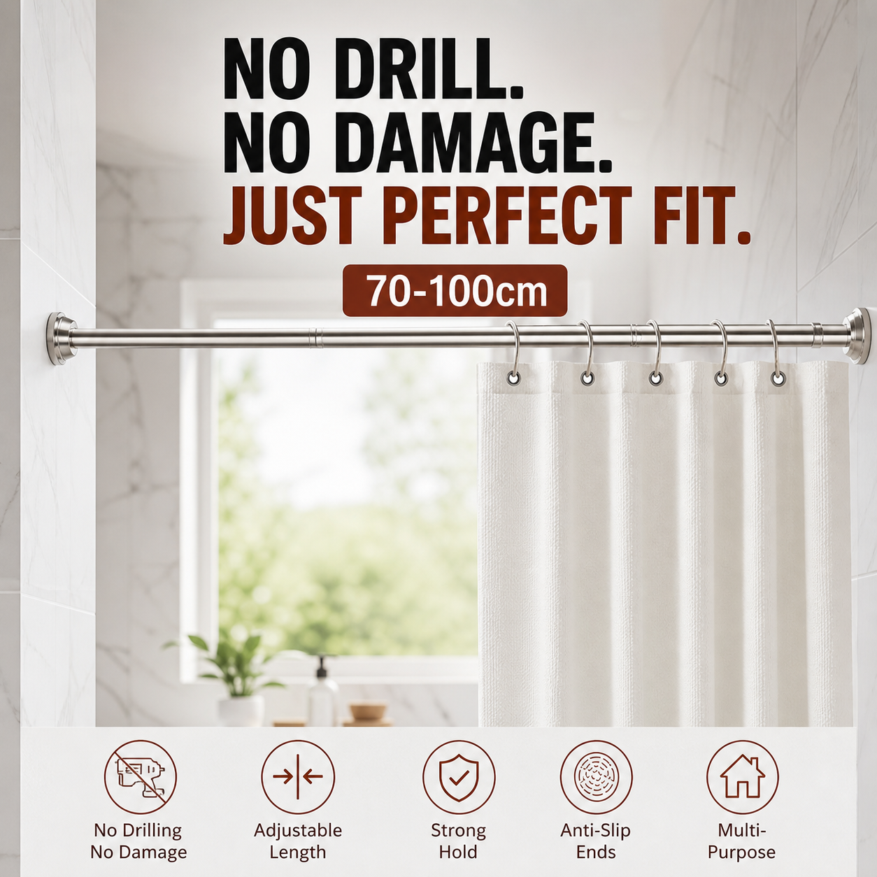 🔥50% off limited time！🥼👚 Create storage space anywhere anytime！Adjustable No-Drill Tension Rod