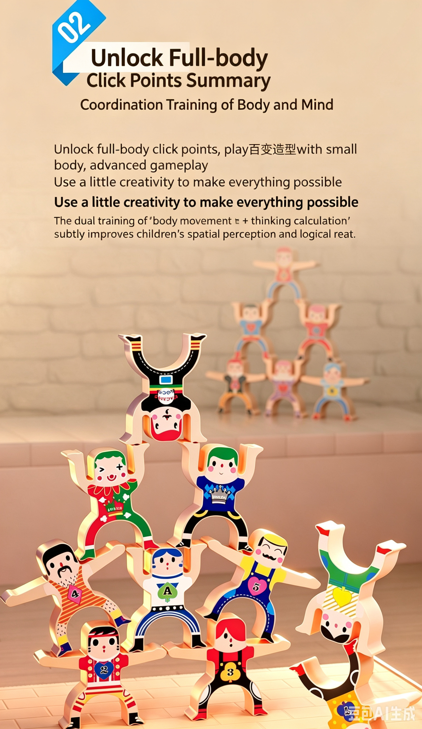 Children's DIY Balancing Building Blocks: Hercules Stacking Game for Boys and Girls, Stacking Fun Educational Toy Made of Plastic