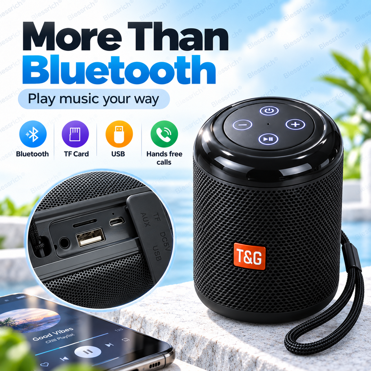 🥳2026 HOT SALE 🔥 50% OFF!Portable Bluetooth Speaker – Bluetooth 5.3, 5W clear sound, TF card + USB playback, hands-free calls. Compact, lightweight & easy to carry. Big sound anywhere! 🎶🔊