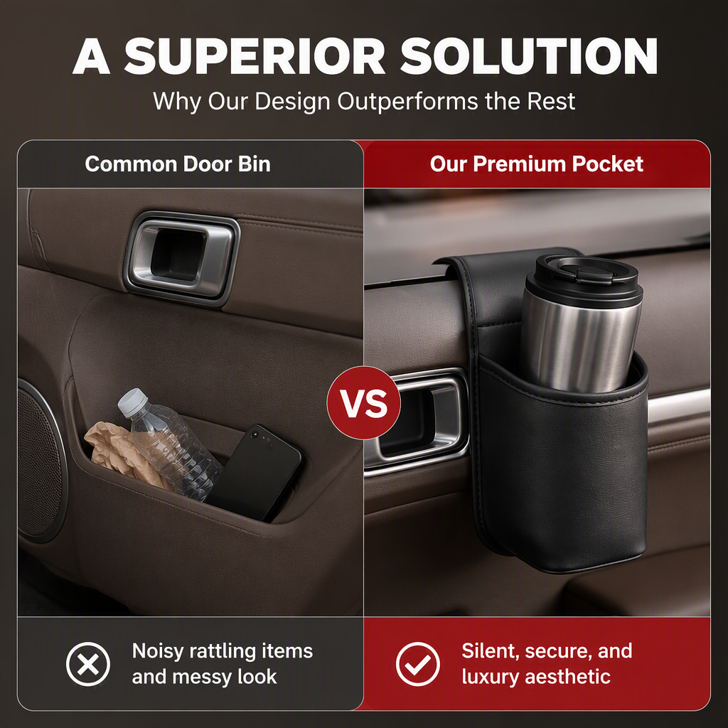 🥳2026 HOT SALE🥳🚗🧺 50% OFF! Leather Car Door Cup Holder – Wide‑mouth opening, easy reach for drinks & phone. Clip‑on secure fit. PU leather, tough & stylish. 🛡️✨