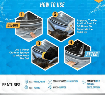 🔥LIMITED SALE 50% OFF!!💥Anti-mold gel with scrub brush – Powerful cleaner against mold stains for washing machine seals, shower seals, tile seals, and bathrooms