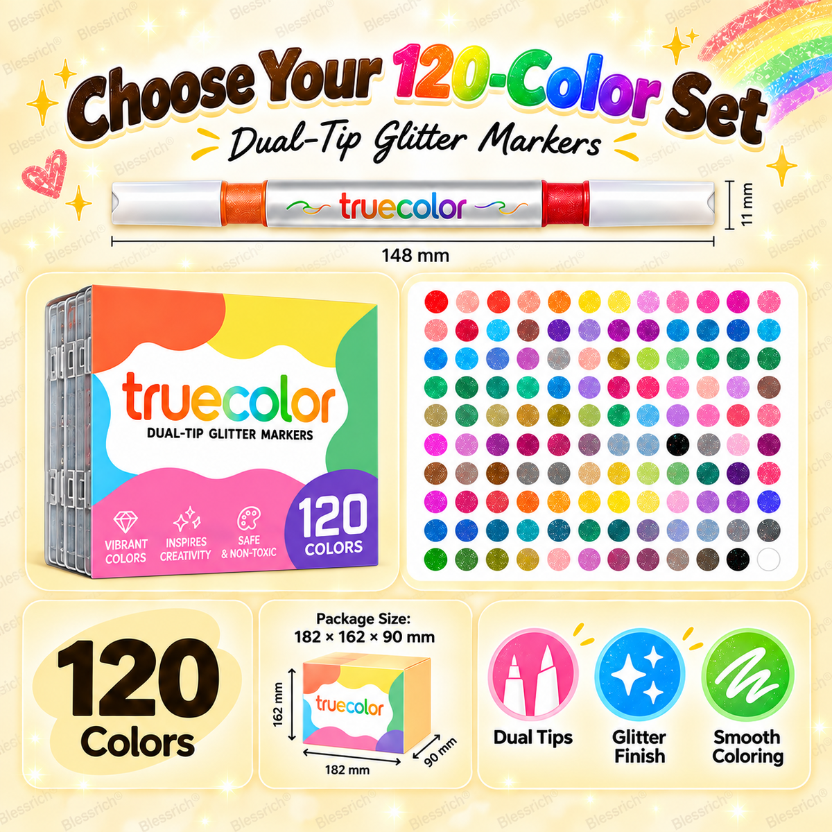 🎉🎁Magic Glitter Outline Markers✨Double-Ended Dual-Color Art Pens