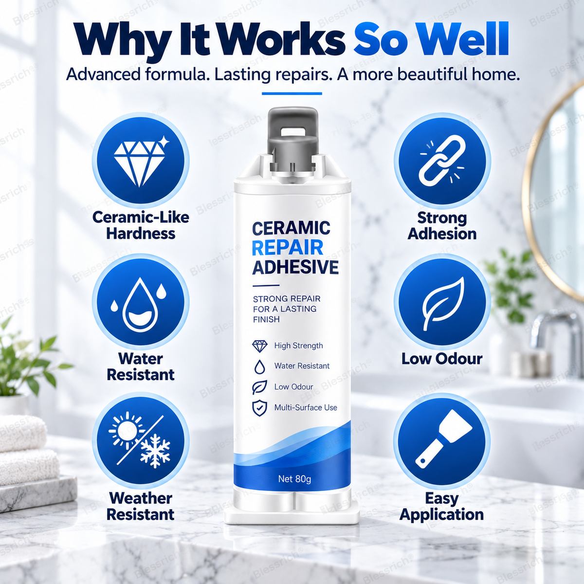✨ Give Damaged Surfaces a Second Life! 🛠️ Ceramic Repair Compound for Toilets, Sinks, Tubs, Tiles & Marble 🚽🚰🛁