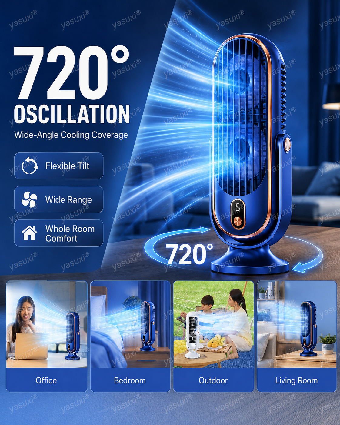 Portable Table Fan with 5 Speeds