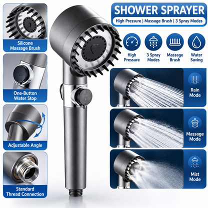 🏆Luxury shower head for skin care & massage - 3 spray modes with water-saving technology for a rejuvenating shower experience 💎🌊
