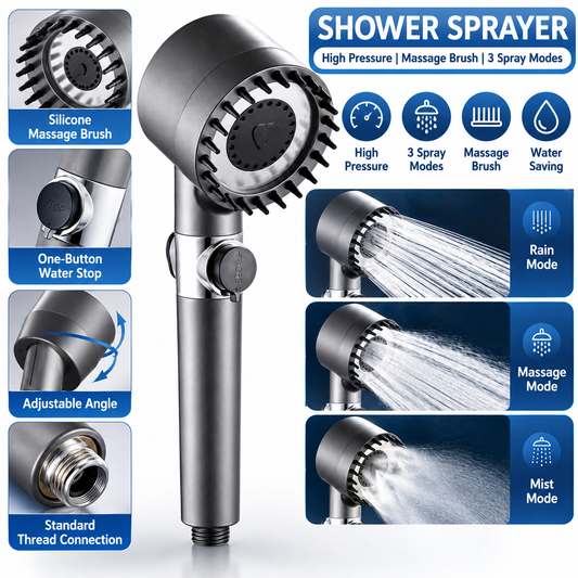 🏆Luxury shower head for skin care & massage - 3 spray modes with water-saving technology for a rejuvenating shower experience 💎🌊