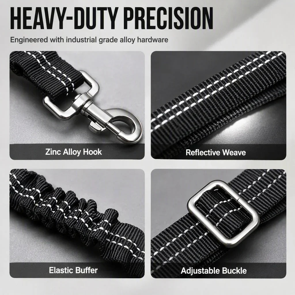 🐶🚗 Reflective Elastic Pet Seat Belt – Adjustable Car Restraint with Shock-Absorbing Buffer