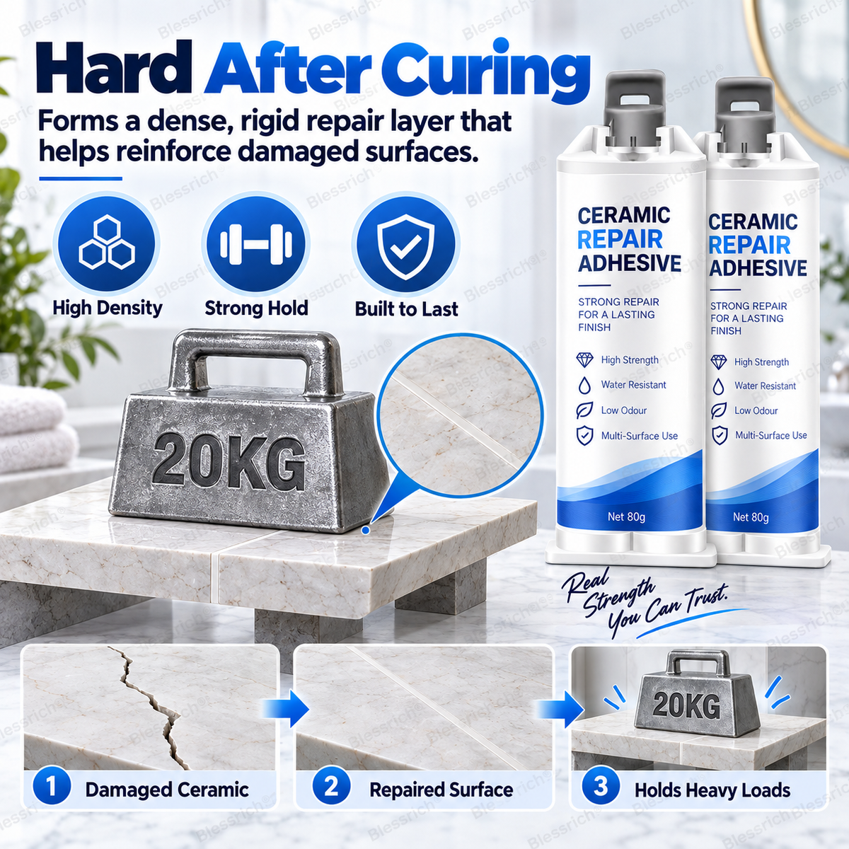✨ Give Damaged Surfaces a Second Life! 🛠️ Ceramic Repair Compound for Toilets, Sinks, Tubs, Tiles & Marble 🚽🚰🛁