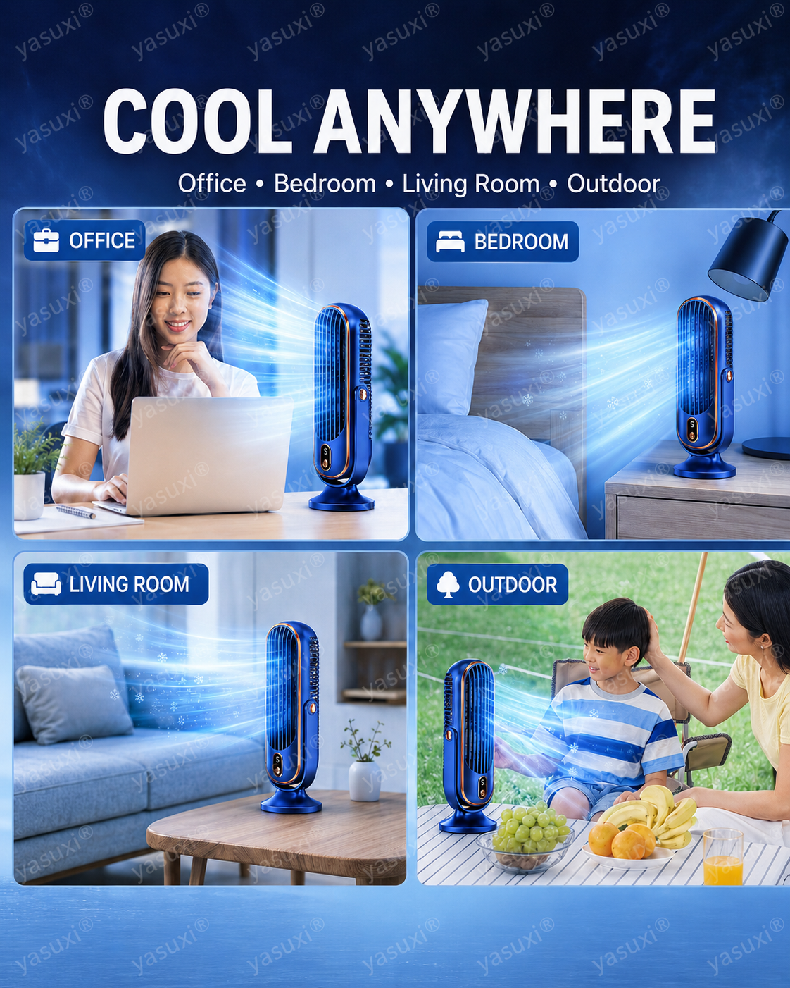 Portable Table Fan with 5 Speeds