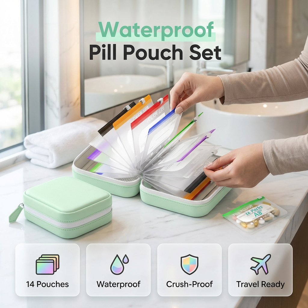 🎉 2026 Sale — Over 9,000 Sold! 💊 A8 Waterproof Pill Pouch Set – 14 Color-Coded Pouches, Crush-Proof Shell, Up to 2 Weeks of Meds! ✨