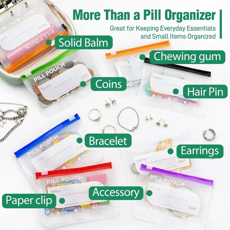 🎉 2026 Sale — Over 9,000 Sold! 💊 A8 Waterproof Pill Pouch Set – 14 Color-Coded Pouches, Crush-Proof Shell, Up to 2 Weeks of Meds! ✨