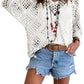 👚 50% OFF NOW! 🌸 Women's Bohemian-Inspired Beige Crochet Top with V-Neck – Breathable, Relaxed Fit & Perfect for Summer Days ☀️
