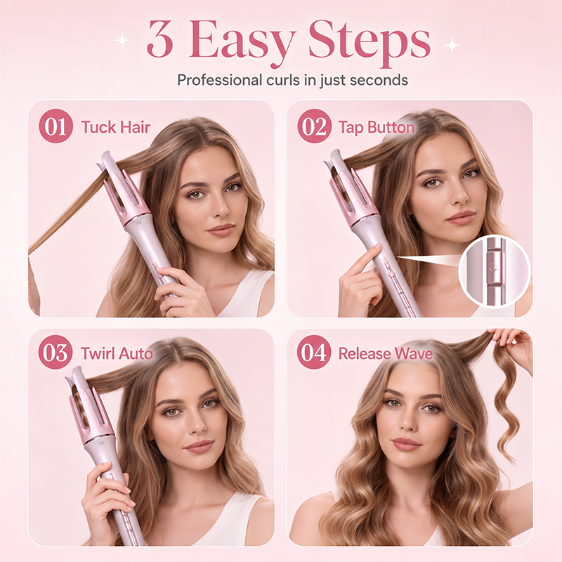 otating Auto Hair Curling Wand