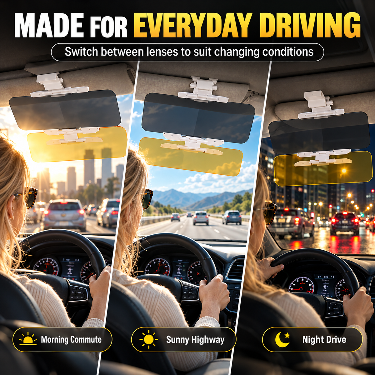 Universal HD Anti-Glare Car Visor for Day & Night