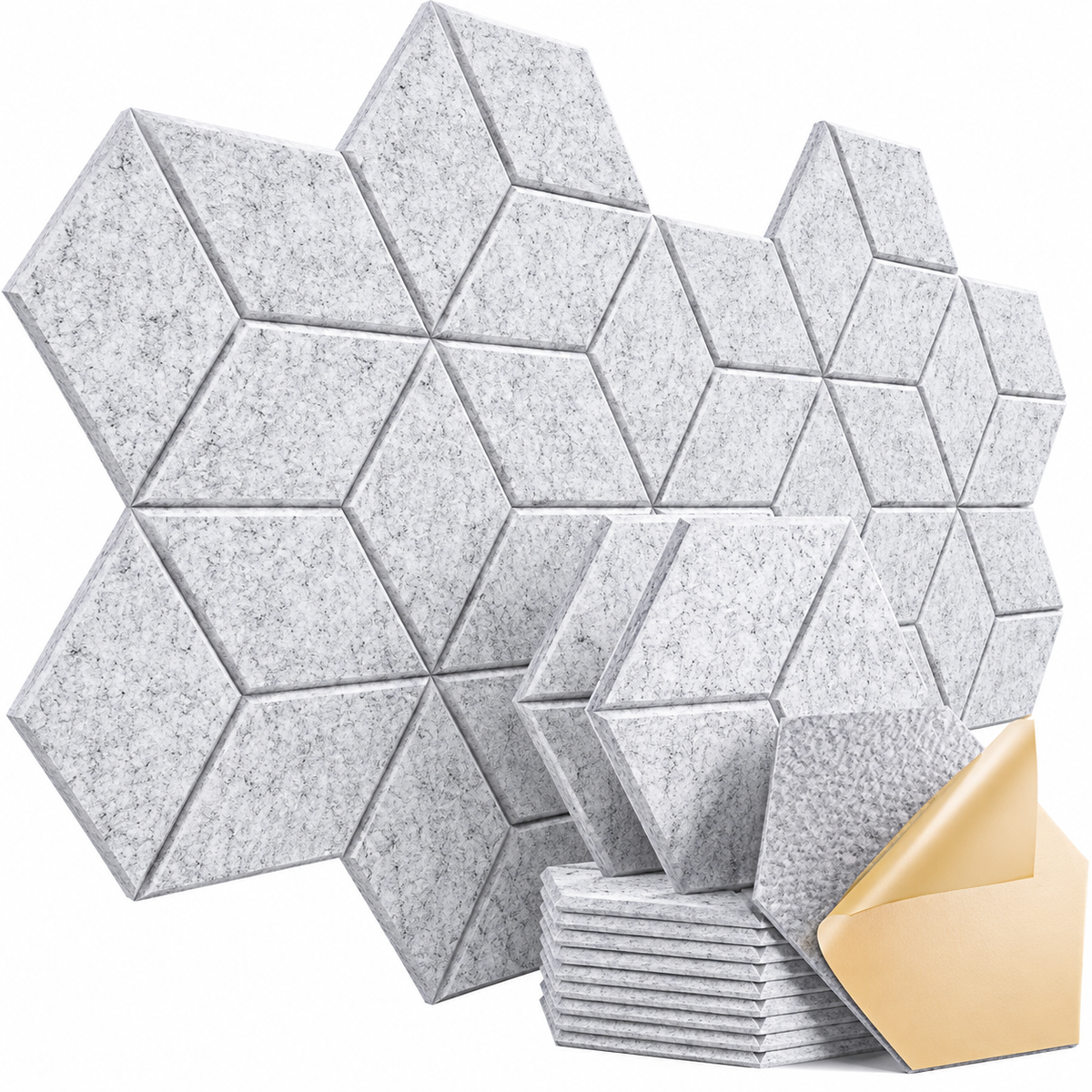 Self-Adhesive Acoustic Panels - Sound Insulating Foam Panels for High-Density Walls, Y-Shaped Liner Design, Flame Retardant, Noise Absorption, Echo Elimination