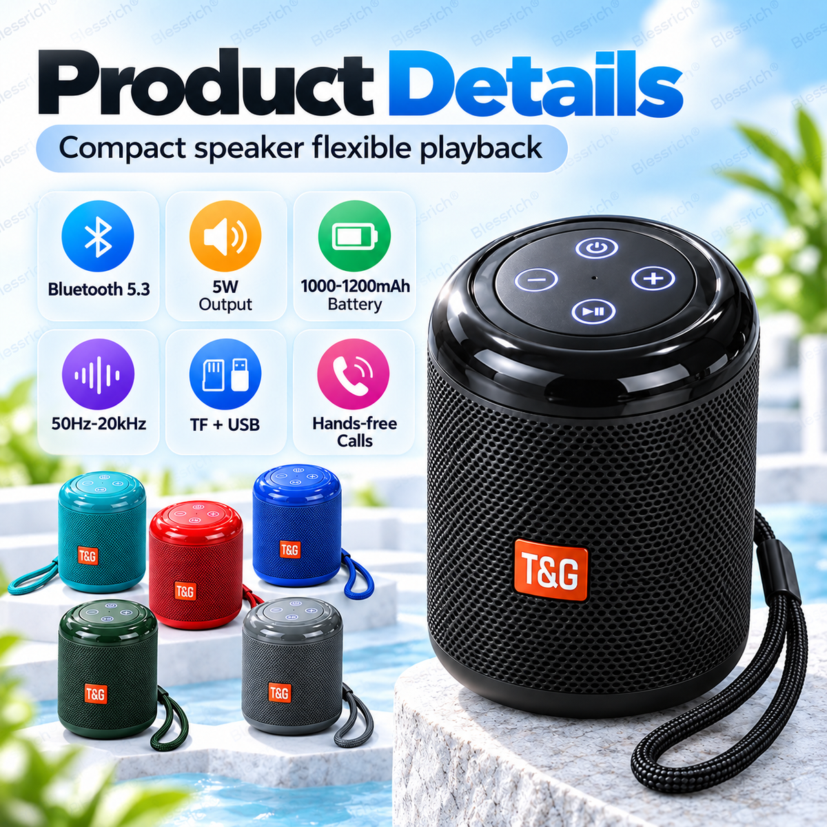 🥳2026 HOT SALE 🔥 50% OFF!Portable Bluetooth Speaker – Bluetooth 5.3, 5W clear sound, TF card + USB playback, hands-free calls. Compact, lightweight & easy to carry. Big sound anywhere! 🎶🔊