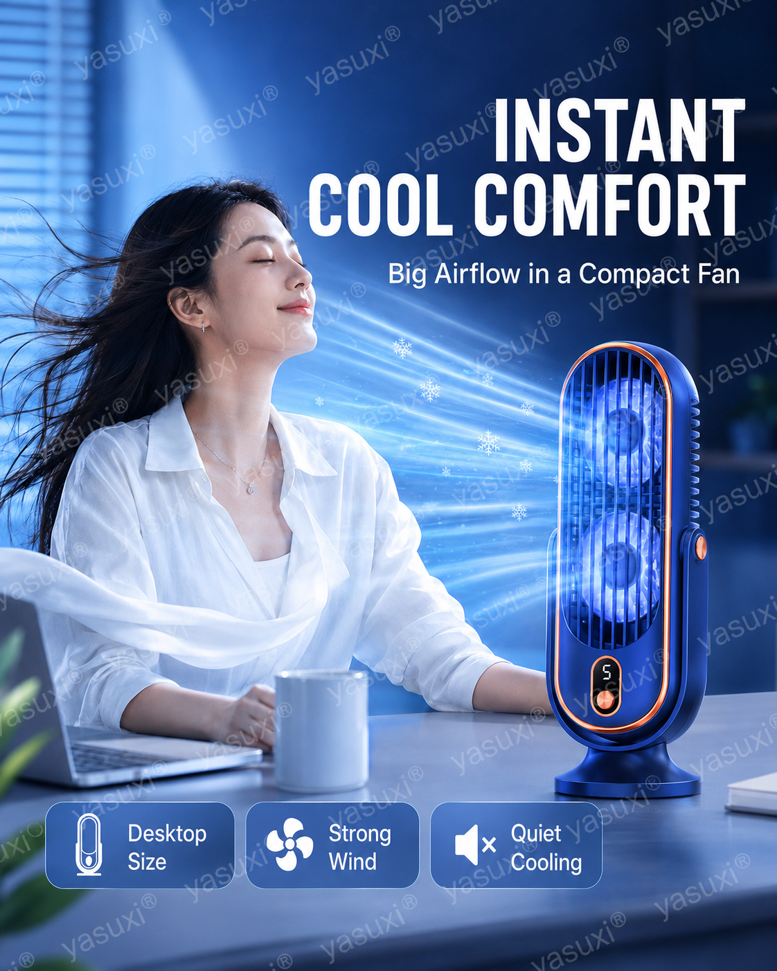 Portable Table Fan with 5 Speeds